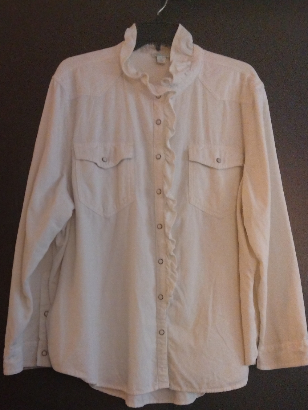 Sundance Cream Corduroy Ruffled Button-Down Shirt